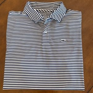 Vineyard Vines boys 18 (XL) striped short sleeve polo. Navy/White.
